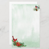 Papeterie Papier à lettres Red Cardinal et Bullfinch Bird (Devant / Derrière)