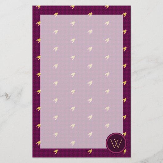 Papeterie Papier à lettres rose avec or Accent Houndstooth (Devant)