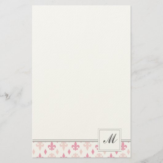 Papeterie Papier à lettres rose Fleur de Lis (Devant)