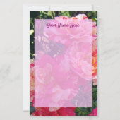 Papeterie Papier à lettres Rose rayé rose et blanc modifiabl (Devant)