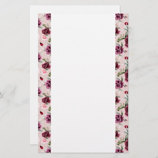 Papeterie Papier à lettres Roses (Devant / Derrière)