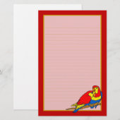Papeterie Papier à lettres rouge bleu jaune Inséparables (Devant / Derrière)