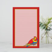 Papeterie Papier à lettres rouge bleu jaune Inséparables (Debout devant)