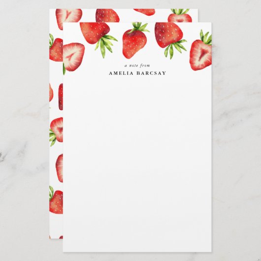 Papeterie Papier à lettres sur mesure fraise (Devant / Derrière)