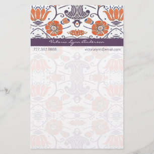 Papeterie Papier à lettres vintage orange et violet Tourbill