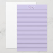 Papeterie Papier à lettres violet Monogramme lignes optionne (Devant / Derrière)