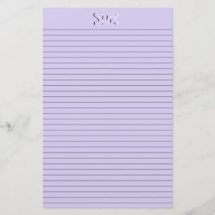 Papeterie Papier à lettres violet Monogramme lignes optionne