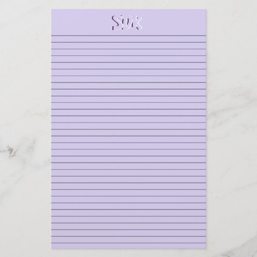 Papeterie Papier à lettres violet Monogramme lignes optionne (Devant)