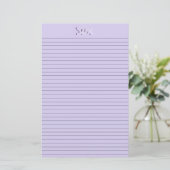 Papeterie Papier à lettres violet Monogramme lignes optionne (Debout devant)