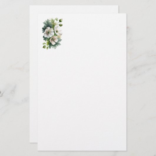 Papeterie Papier à lettres White Poppies (Devant / Derrière)