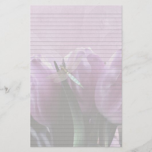 Papeterie Papier à papier à lettres avec tulipes violettes e (Devant)