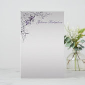 Papeterie Papier à papier à perches florales d'argent violet (Debout devant)