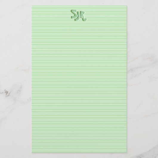 Papeterie Papier à papier à rayures vert et blanc Monogramme (Devant)