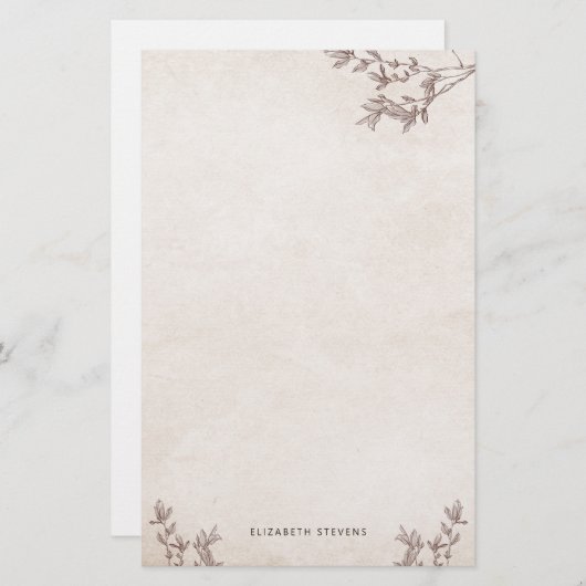 Papeterie Papier à papier ancien en arbre rustique personnal (Devant / Derrière)