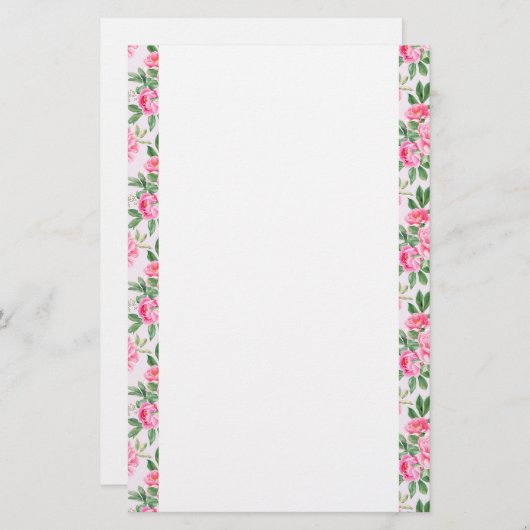 Papeterie Papier à papier peonées rose (Devant / Derrière)