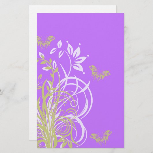 Papeterie Papier à rebut floral violet (Devant / Derrière)