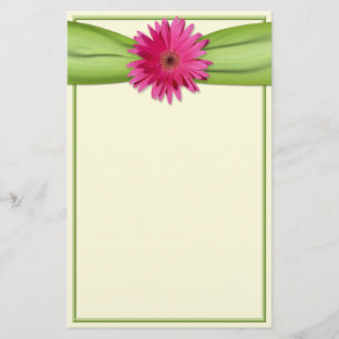 Papeterie Papier à ruban vert rose Gerbera Daisy