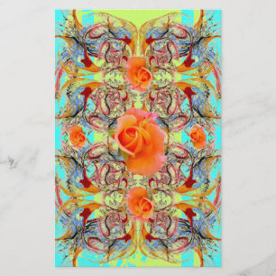 Papeterie Papier artisanal Rose Victorien Orange