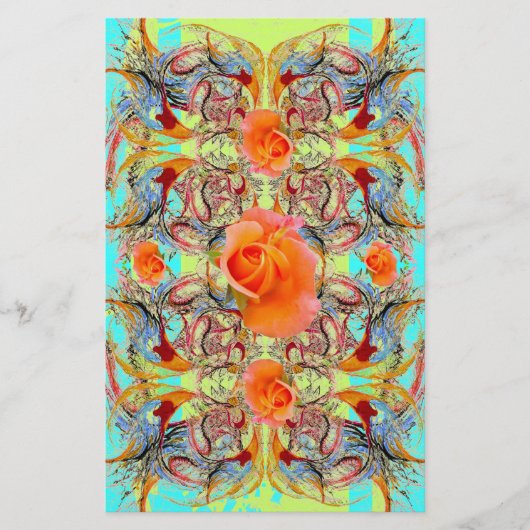 Papeterie Papier artisanal Rose Victorien Orange (Devant)