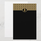 Papeterie Papier Damas Monogramme d'or noir (Devant / Derrière)