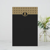 Papeterie Papier Damas Monogramme d'or noir (Debout devant)