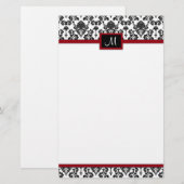 Papeterie Papier Damask noir (Devant / Derrière)