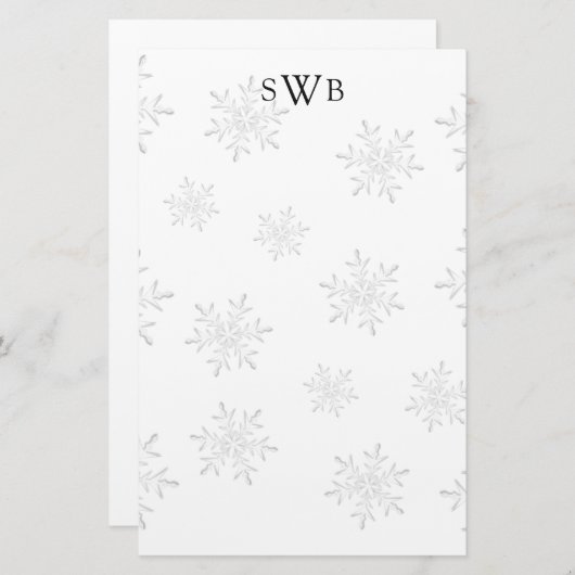 Papeterie Papier de Noël blanc monogramme (Devant / Derrière)