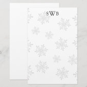 Papeterie Papier de Noël vierge flocon de neige monogrammé (Devant / Derrière)