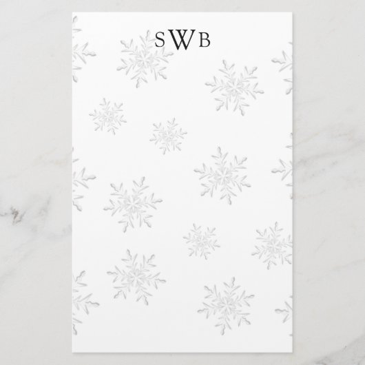 Papeterie Papier de Noël vierge flocon de neige monogrammé (Devant)