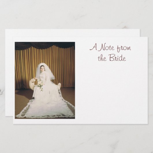 Papeterie Papier de note de la mariée rétro (Devant / Derrière)