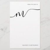 Papeterie Papier de note de script Monogramme moderne (Devant)