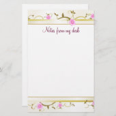 Papeterie Papier de note floral élégant (Devant / Derrière)