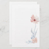 Papeterie Papier de note floral pour aquarelle rose (Devant / Derrière)