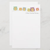 Papeterie Papier de note personnalisé de hibou (Devant / Derrière)
