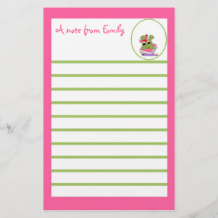 Papeterie Papier de note rose de grenouille