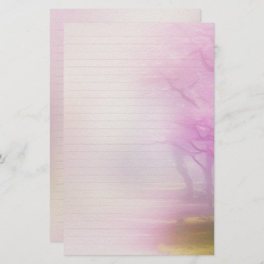 Papeterie Papier de notes en fleurs de cerisier rose (Devant / Derrière)
