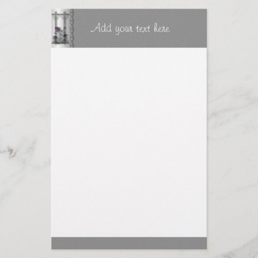 Papeterie Papier de porte de jardin pourpre Iris avec argent (Devant)