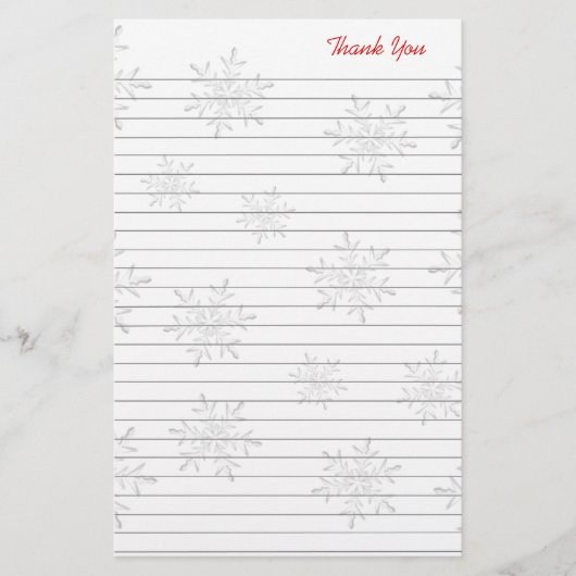 Papeterie Papier de remerciement de Noël à lignes flocons de (Devant)