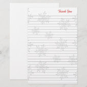Papeterie Papier de remerciement de Noël à lignes flocons de (Devant / Derrière)