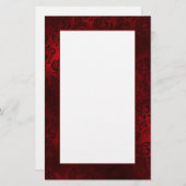 Papeterie Papier d'écriture de Damas de la floraison rouge (Devant / Derrière)