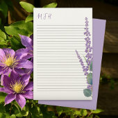 Papeterie Papier d'écriture de monogramme Lavender Eucalyptu