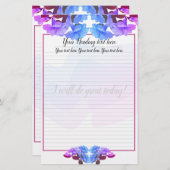 Papeterie Papier d'écriture de trompette bleu violet (Devant / Derrière)