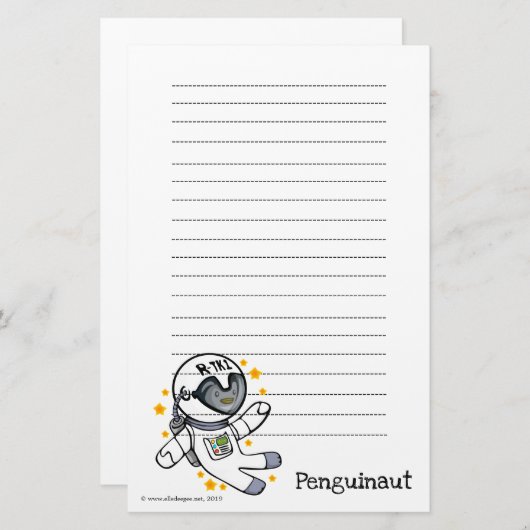 Papeterie Papier d'écriture Penguinaut (Devant / Derrière)
