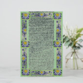 Papeterie Papier Denim vert Fleurs de printemps (Debout devant)