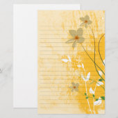 Papeterie papier doré floral moderne design doublé (Devant / Derrière)