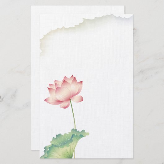 Papeterie Papier en aquarelle Lotus (Devant / Derrière)