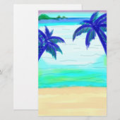 Papeterie Papier fixe à palmier bleu (Devant / Derrière)