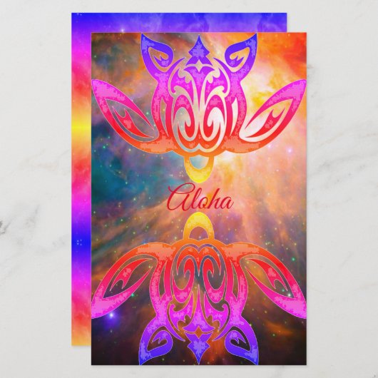 Papeterie Papier Hawaiian Honu Turtle (Devant / Derrière)