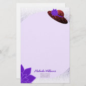 Papeterie Papier lavande violet casquette de parties scintil (Devant / Derrière)