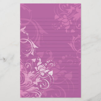 Papeterie papier ligné au motif floral tourbillon rose joli